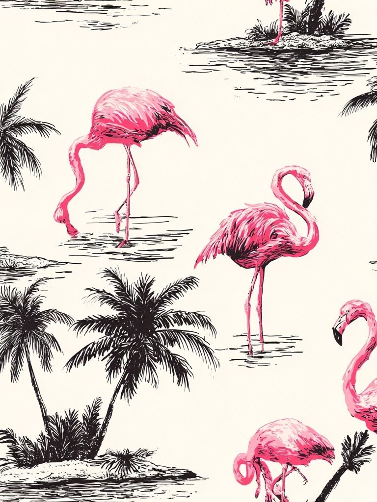 Flamingo Paradise — Vintage Print. poster — vintage art
