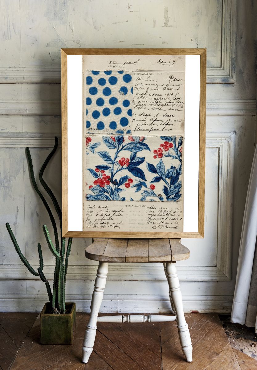 Floral and Polka Dot Fabric Print Poster room preview