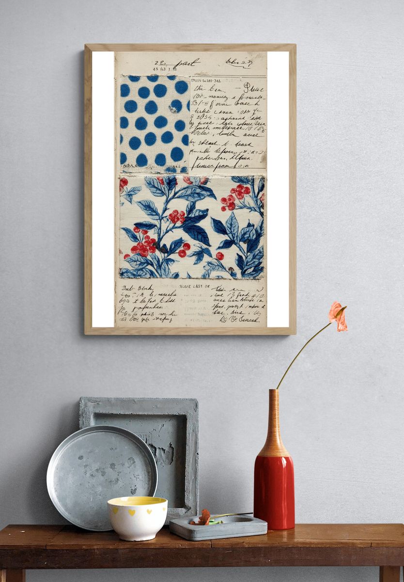 Floral and Polka Dot Fabric Print Poster. — room view 3