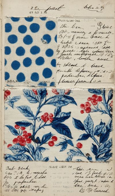 Floral and Polka Dot Fabric Print Poster. poster