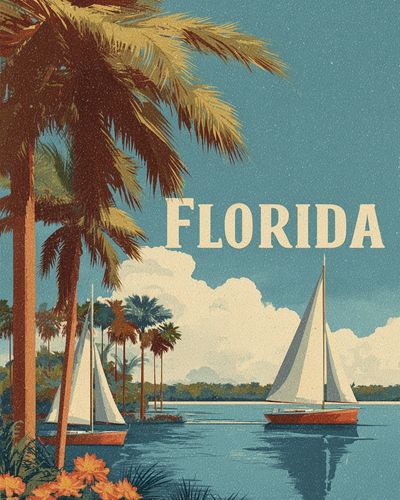 Florida Vintage Travel Poster. poster