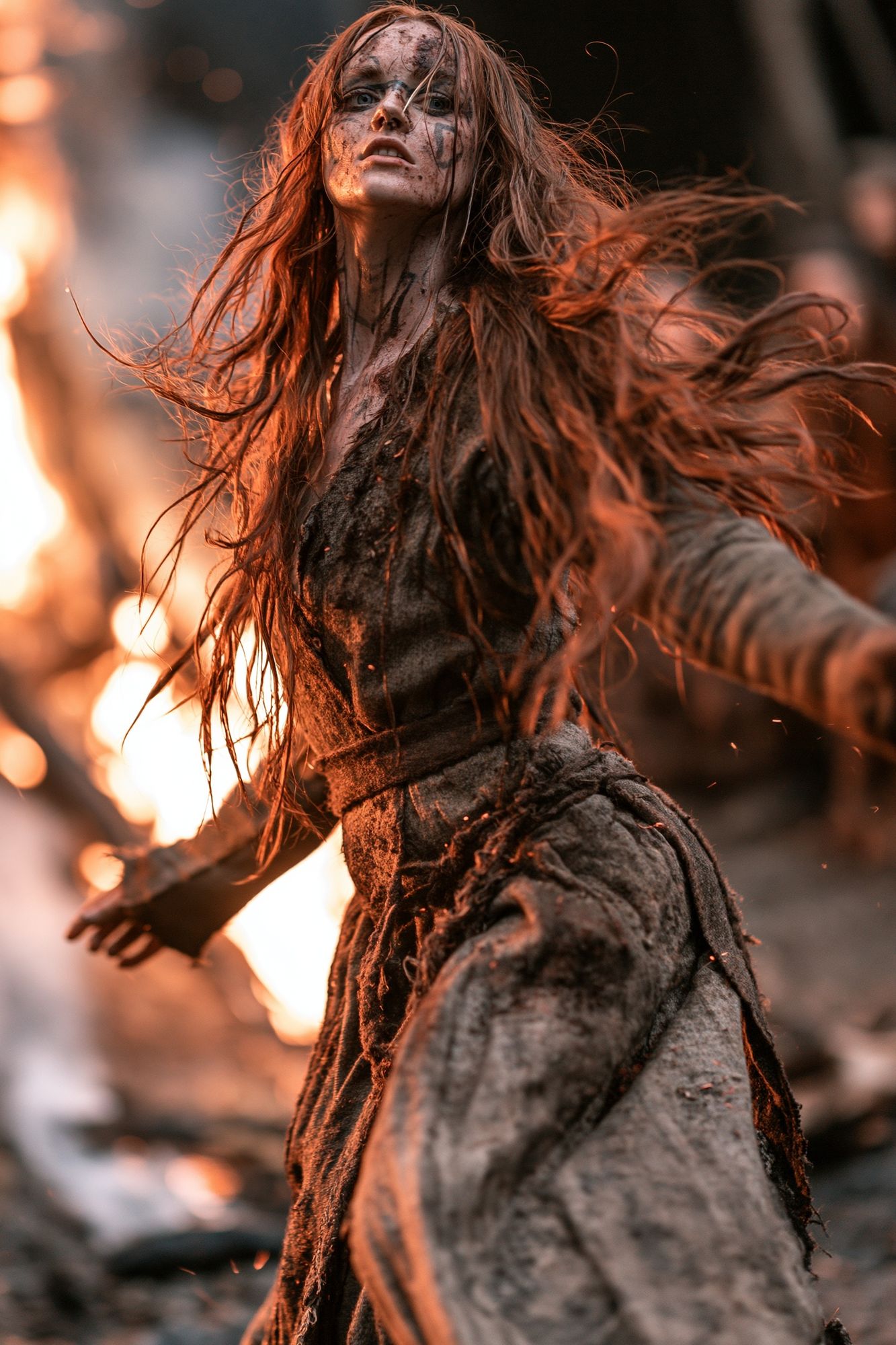 Firelit Warrior Portrait Poster. poster detail