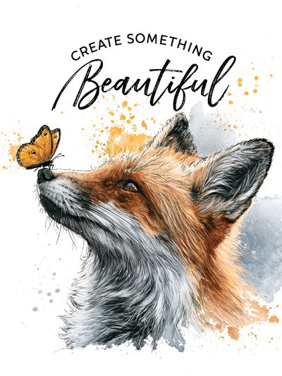 Fox and Butterfly Typography Poster.