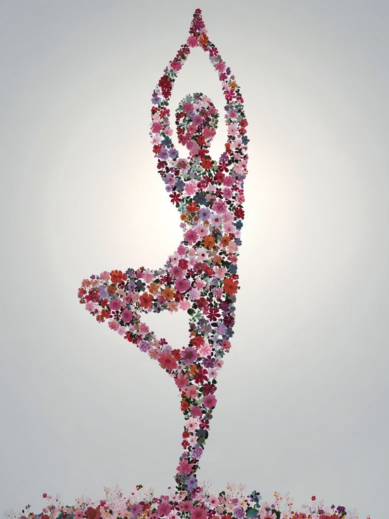 Floral Yoga Silhouette Poster. poster detail