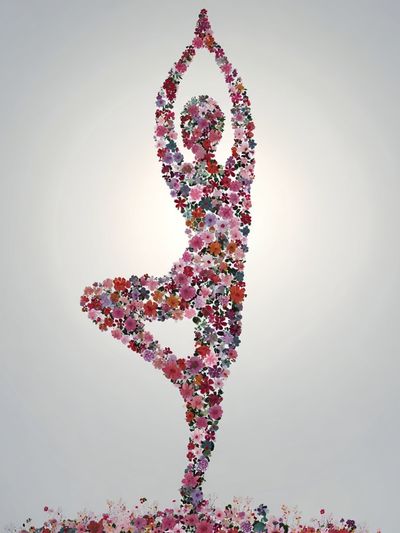 Floral Yoga Silhouette Poster. poster print
