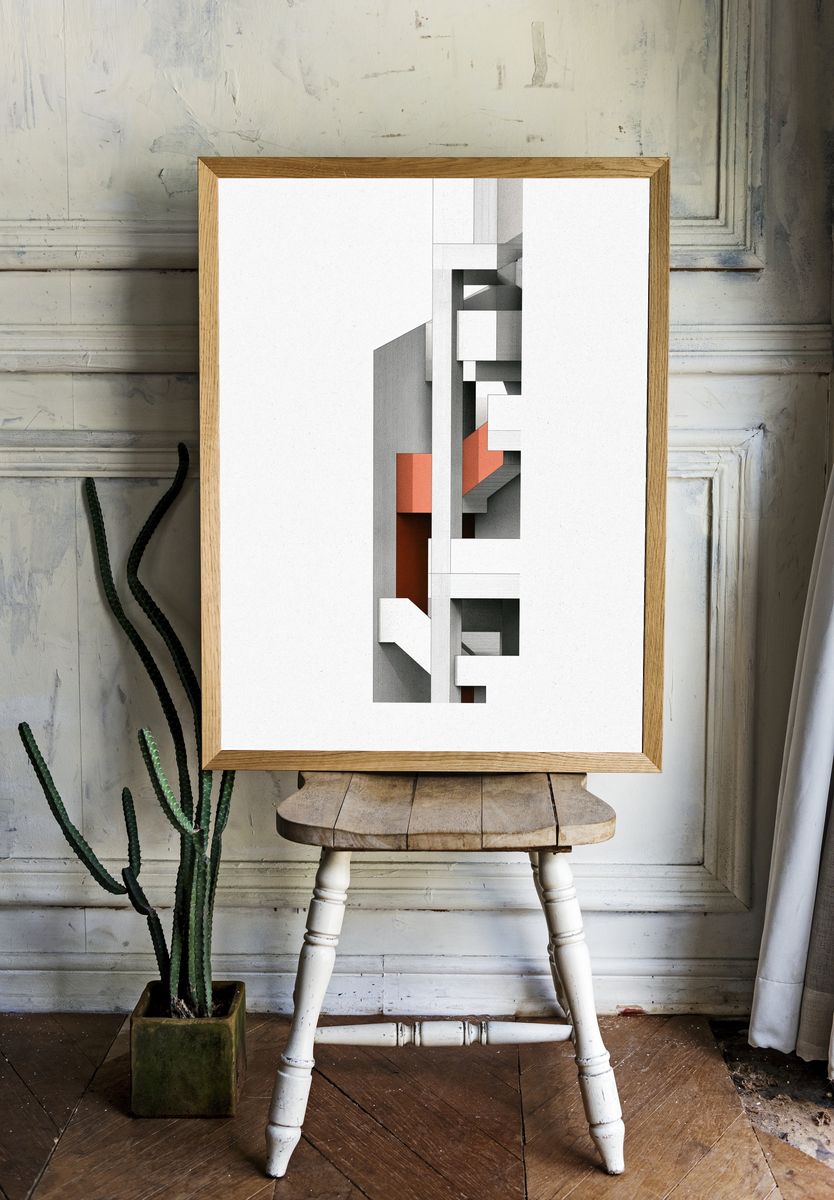 Geometric Brutalist Abstract Poster. room preview