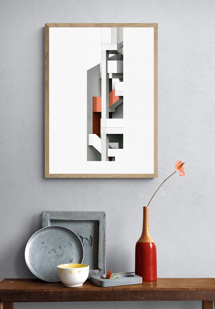 Geometric Brutalist Abstract Poster. — room view 3