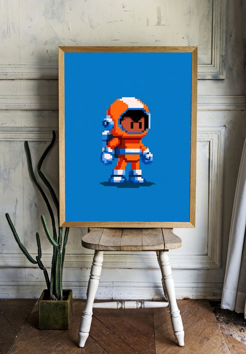 Pixel Astronaut — Gaming Print. room preview