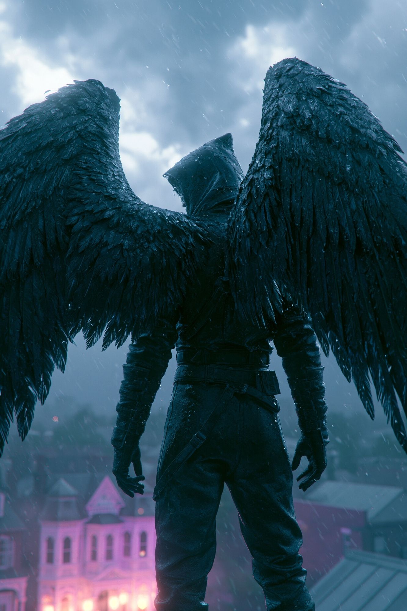Winged Figure in Storm Poster. poster detail