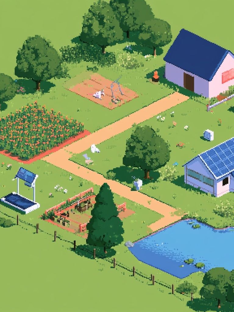 Pixel Farm Landscape Poster. poster — gaming art