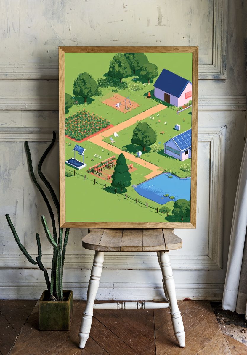 Pixel Farm Landscape Poster. room preview