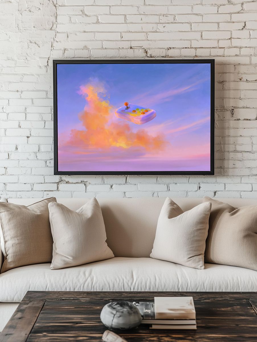 Arcade Joystick Cloudscape Poster. room preview