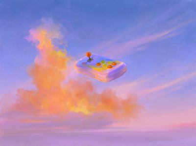 Arcade Joystick Cloudscape Poster.