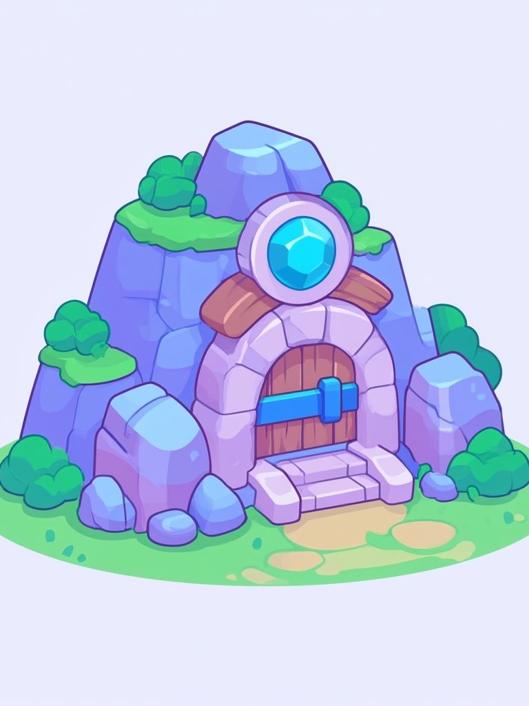 Fantasy Mountain Cave Illustration Poster. poster detail