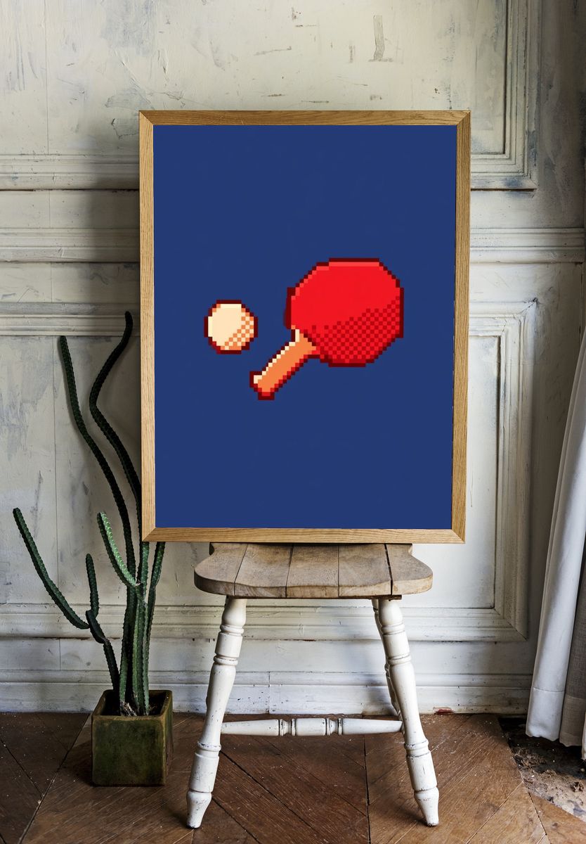 Pixel Table Tennis Poster. room preview
