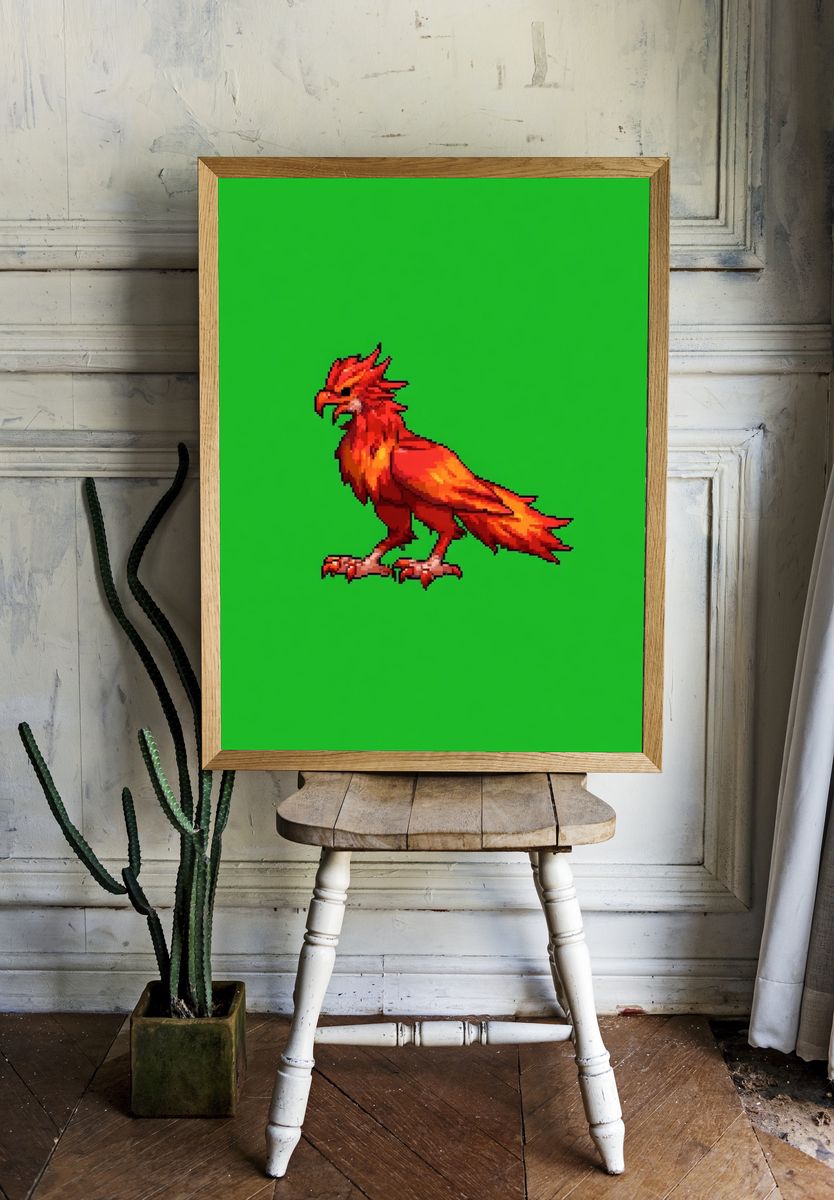 Pixel Firebird Gaming Poster. room preview