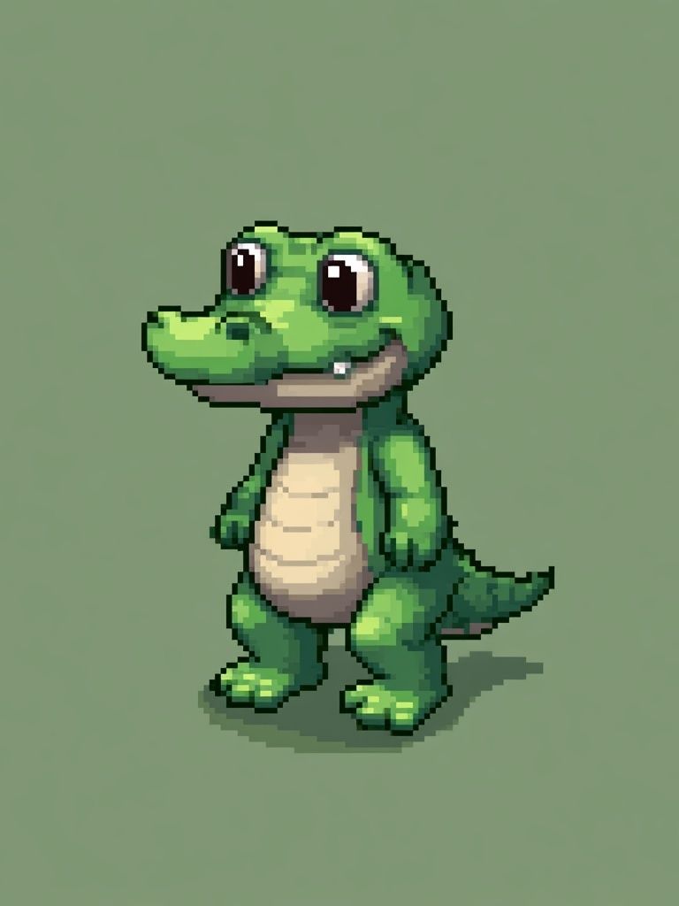 Pixel Crocodile Illustration Poster. poster detail