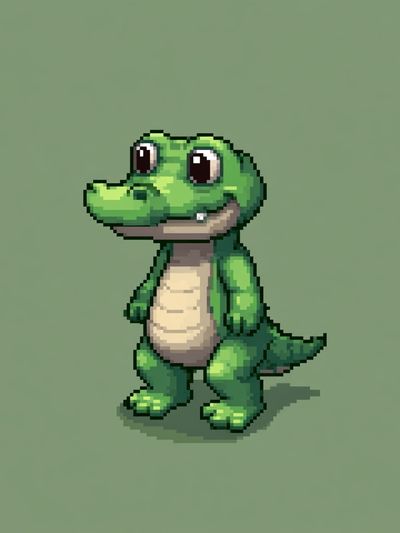 Pixel Crocodile Illustration Poster. poster