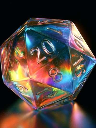 Iridescent D20 Dice Illustration Poster. poster