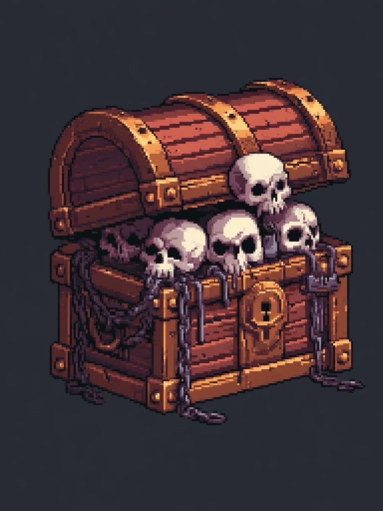 Skull Treasure Chest Pixel Art Poster. poster — gaming art