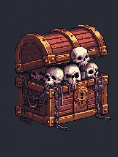 Skull Treasure Chest Pixel Art Poster. poster