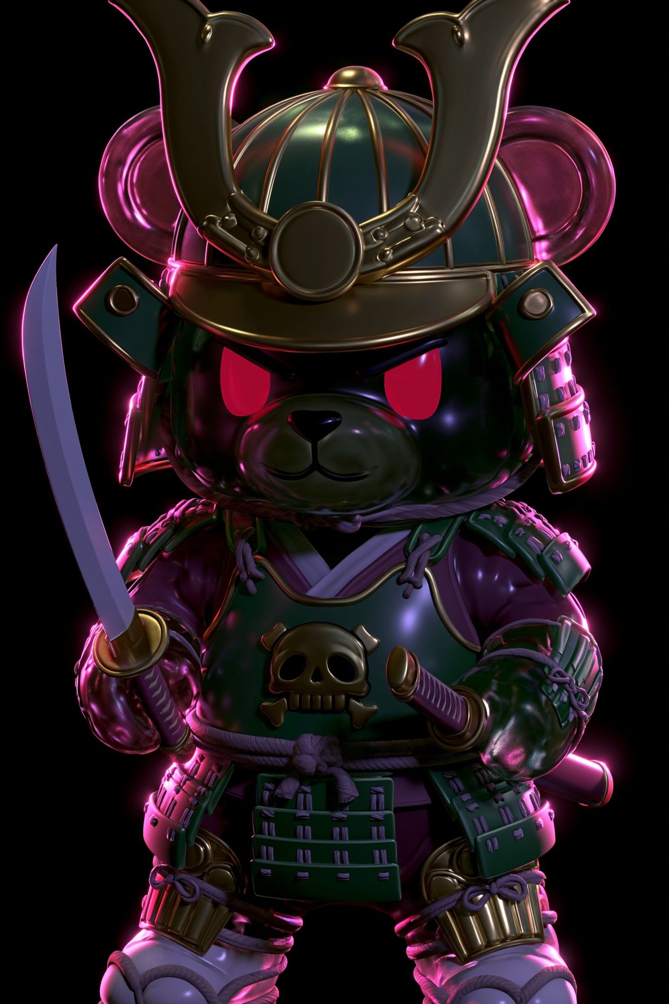 Samurai Bear Neon Poster. poster — gaming art
