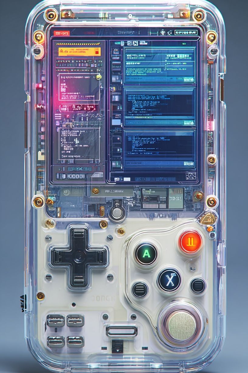 Retro Handheld Console Illustration Poster. poster detail