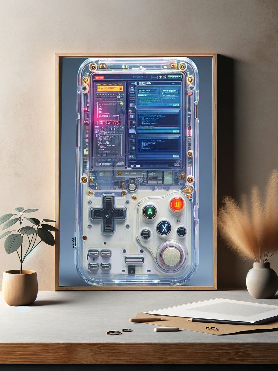 Retro Handheld Console Illustration Poster. — room view 2