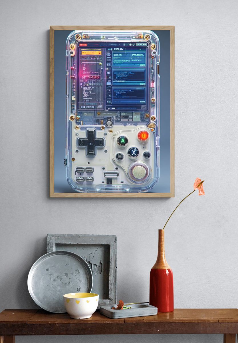 Retro Handheld Console Illustration Poster. — room view 3