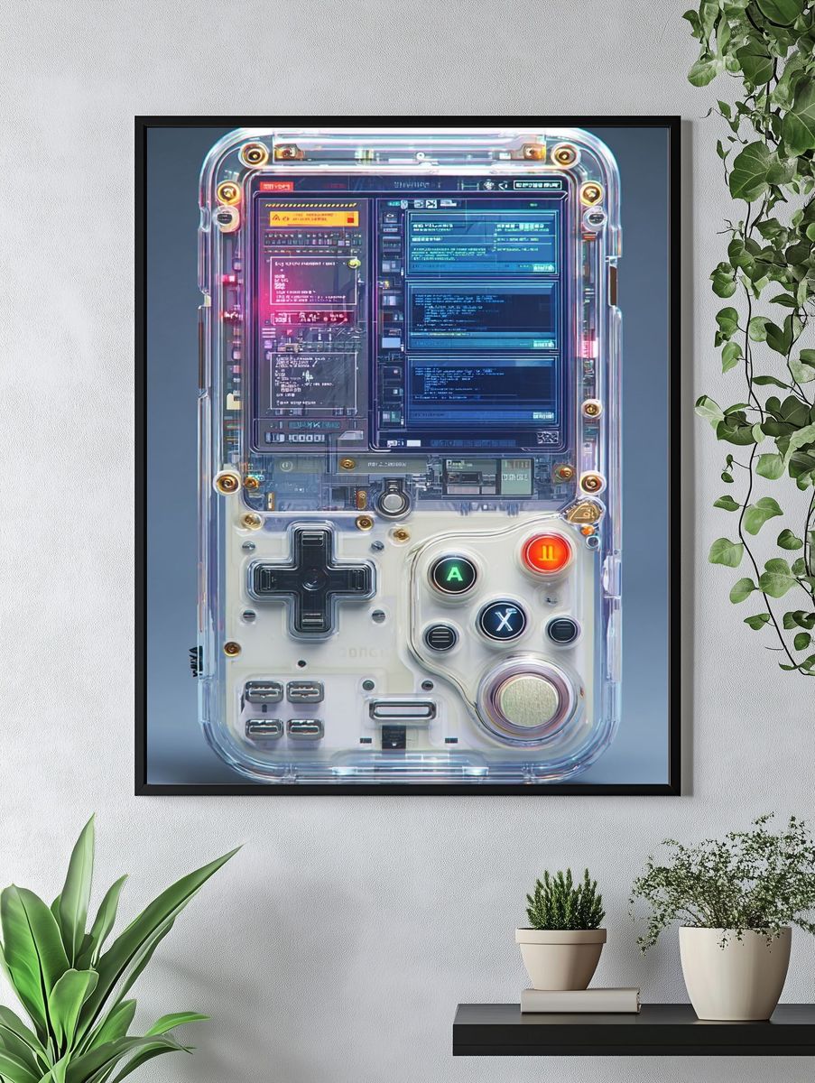 Retro Handheld Console Illustration Poster. — room view 4
