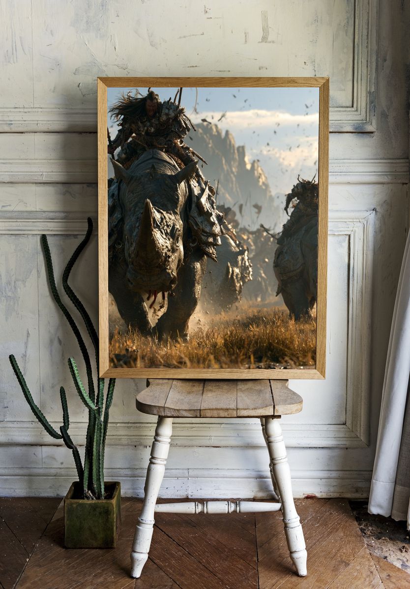 Rhino War Charge Fantasy Poster. room preview
