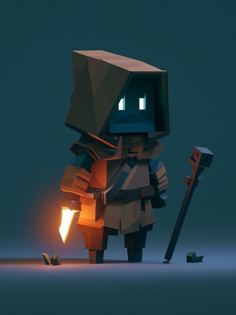 Voxel Hooded Adventurer Poster. poster — gaming art