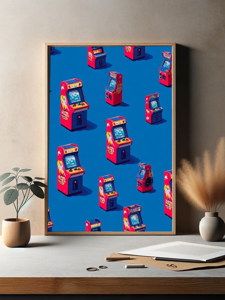 Retro Arcade Machines — Gaming Print. — room view 2