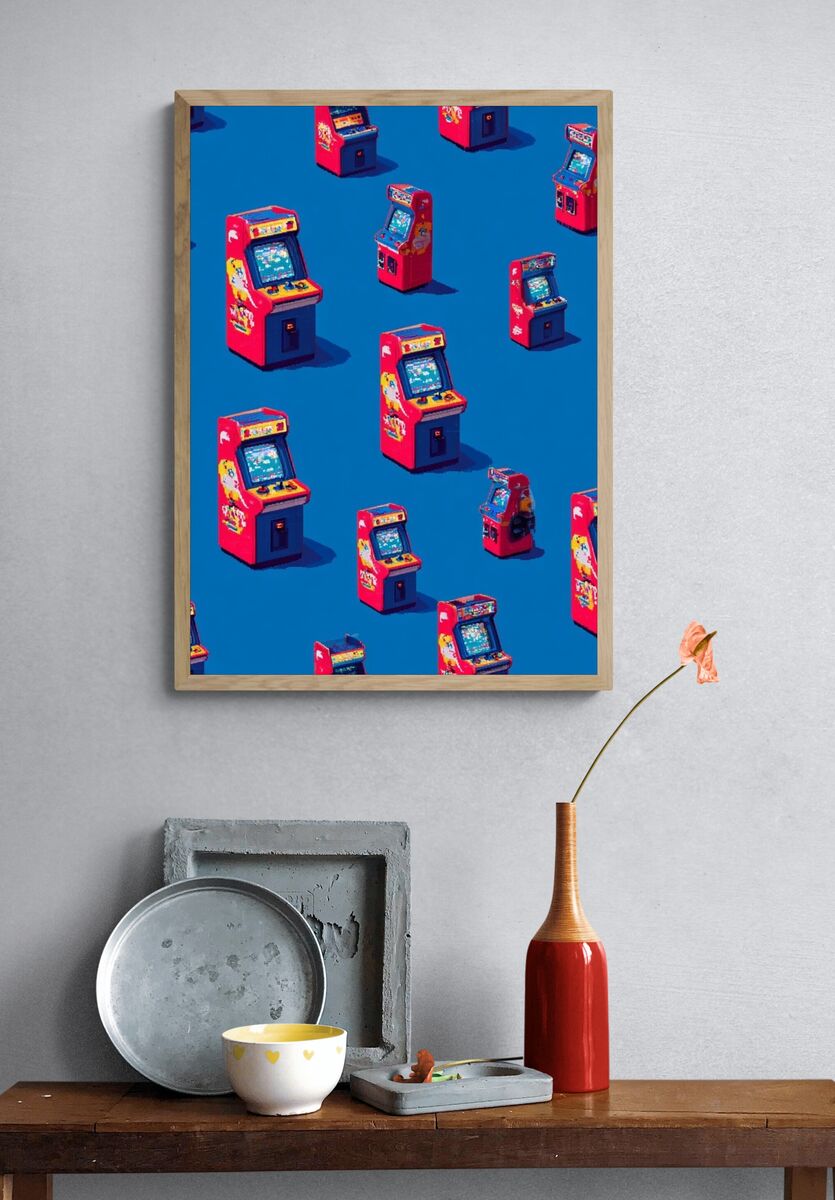 Retro Arcade Machines — Gaming Print. — room view 3