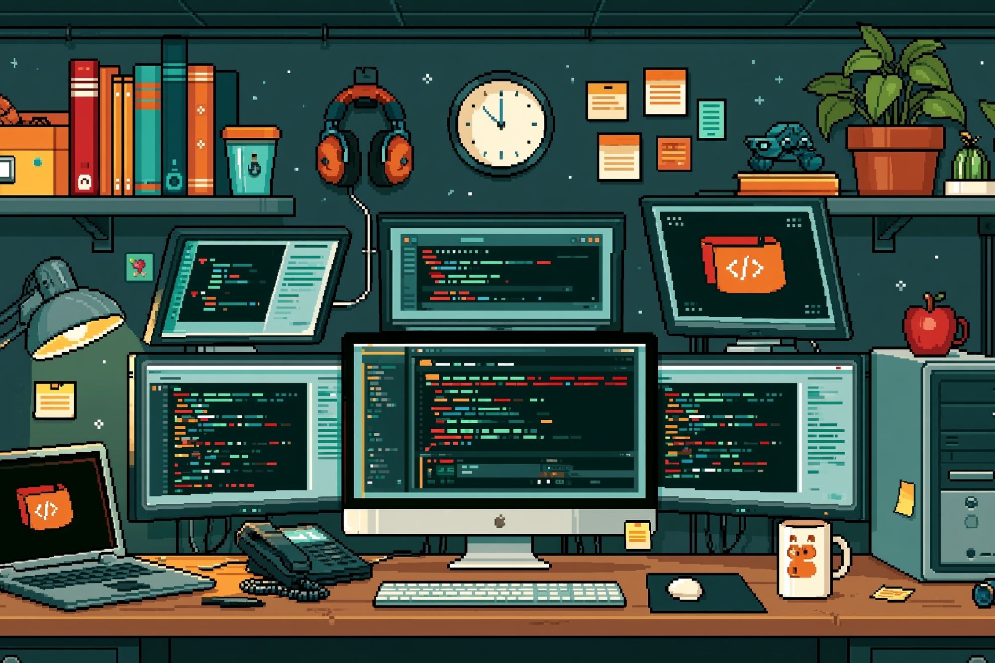 Coder's Desk Pixel Art Poster. poster — gaming art