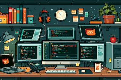 Coder's Desk Pixel Art Poster.