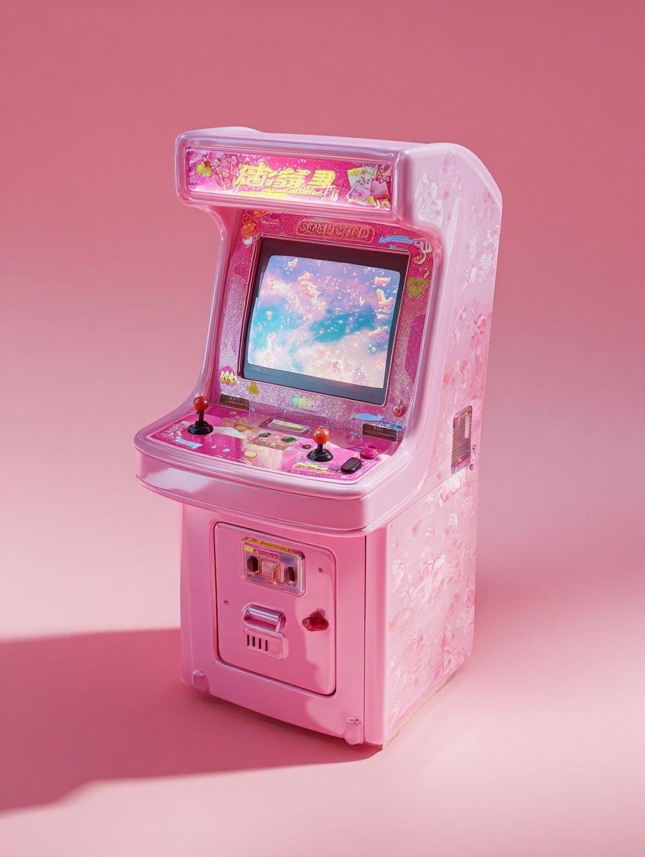 Pink Arcade Cabinet Digital Art Poster. poster — gaming art