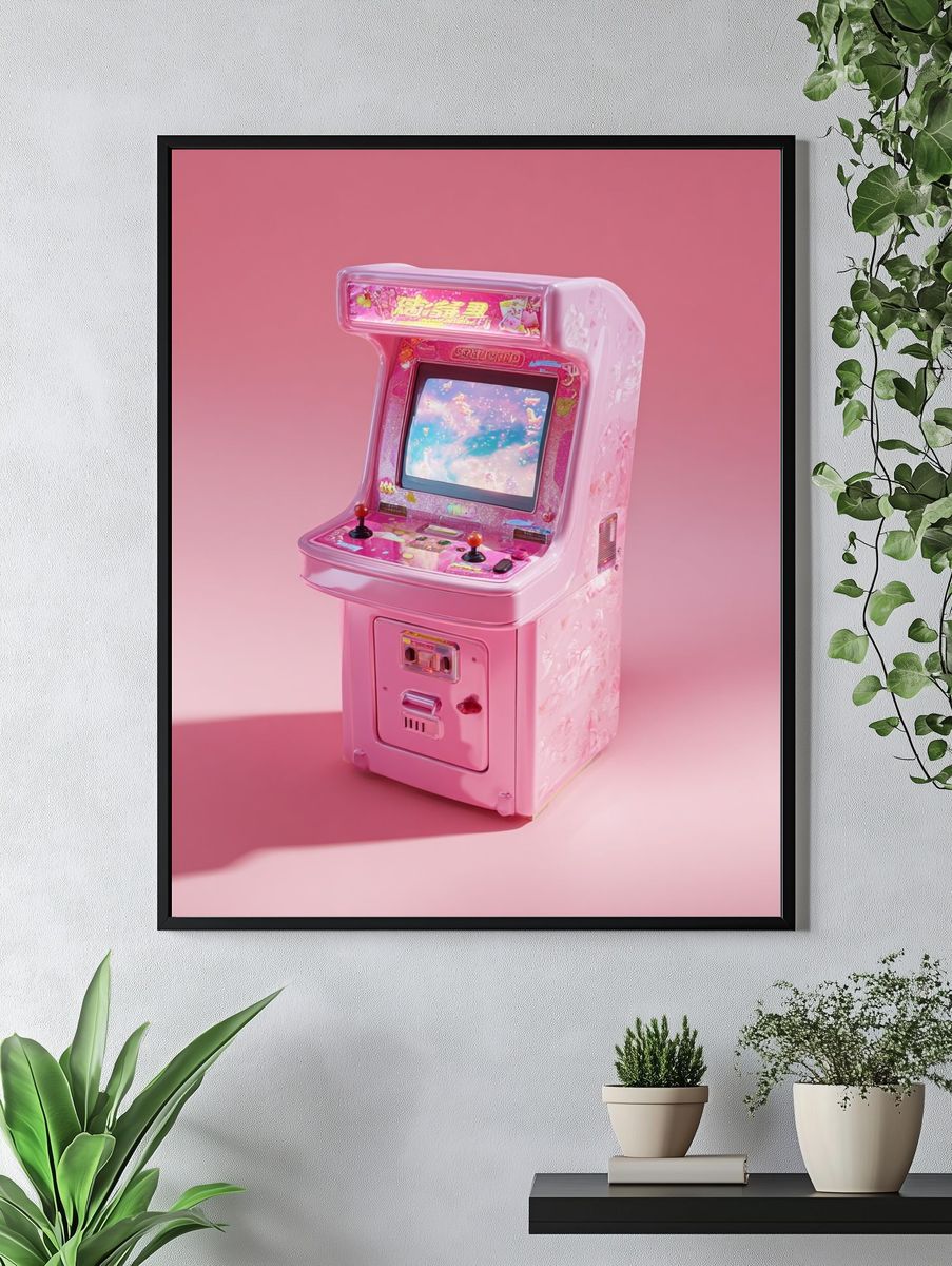 Pink Arcade Cabinet Digital Art Poster. — room view 4