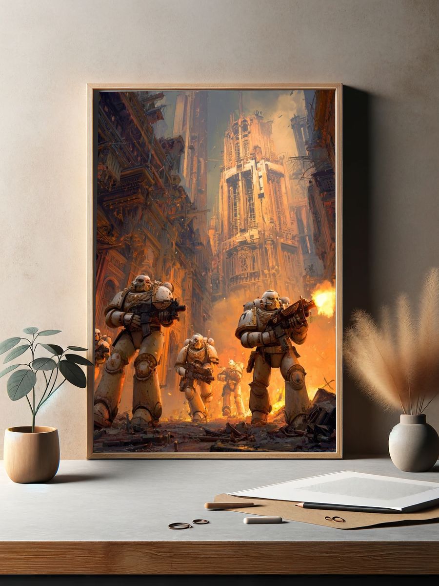 Futuristic Soldiers in Urban Warfare Poster. — room view 2