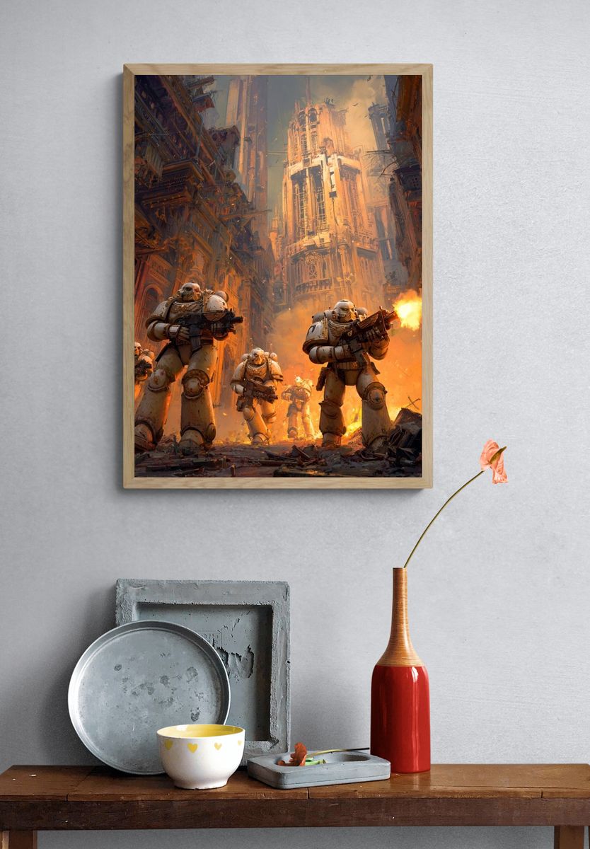 Futuristic Soldiers in Urban Warfare Poster. — room view 3