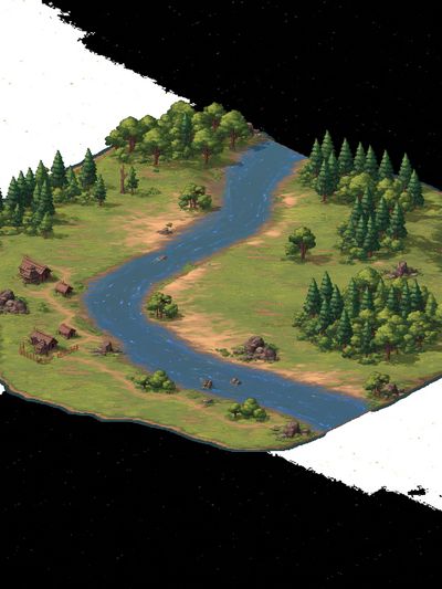 Pixel Forest River Map Poster. poster print