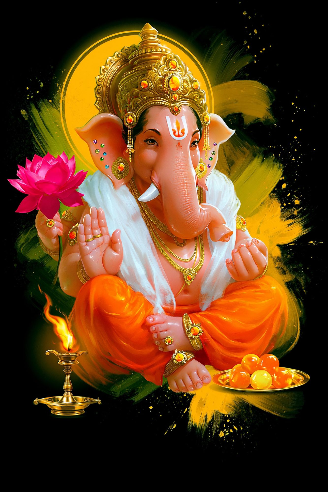 Lord Ganesha Devotional Digital Art Poster. poster — illustration art