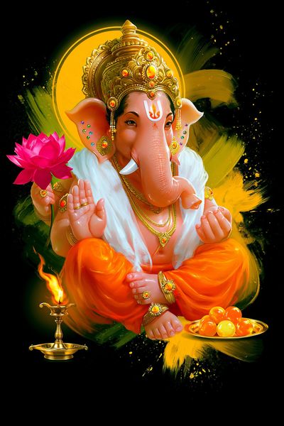 Lord Ganesha Devotional Digital Art Poster. poster