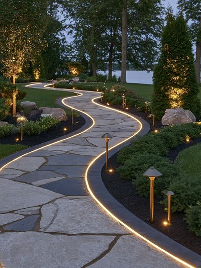 Illuminated Garden Path Photography Poster. poster