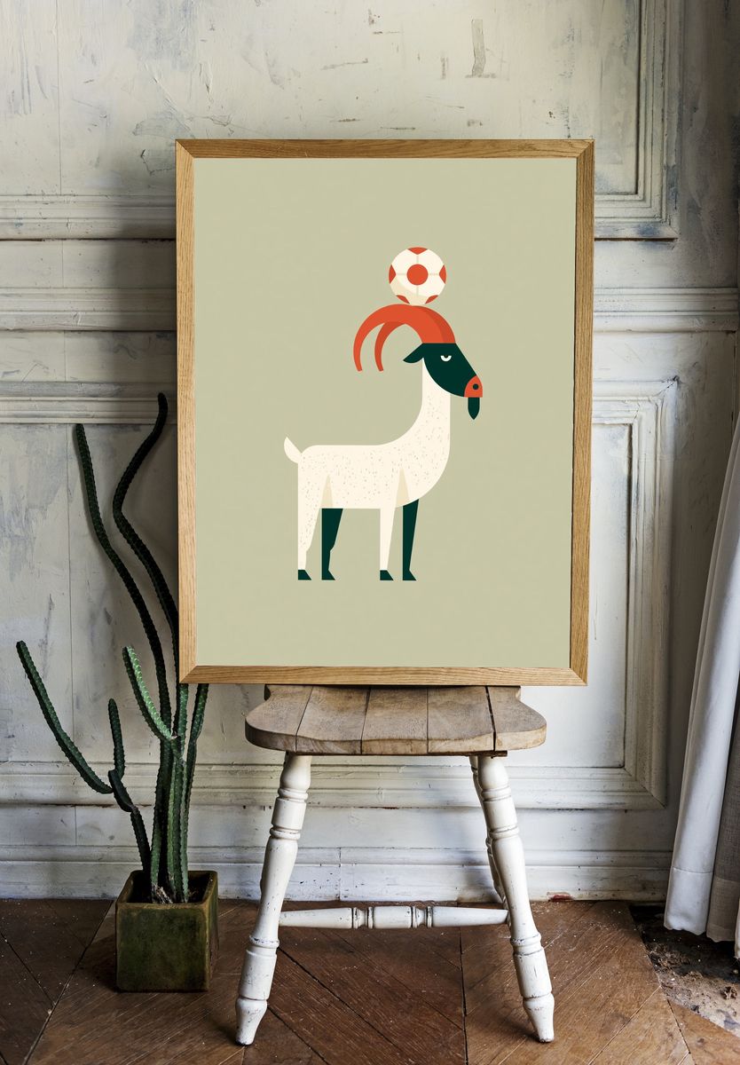 Goat with Lifebuoy Minimalist Print. — room view 1