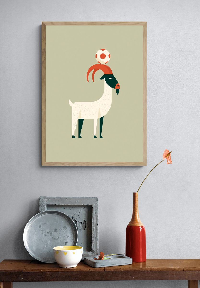 Goat with Lifebuoy Minimalist Print. — room view 3