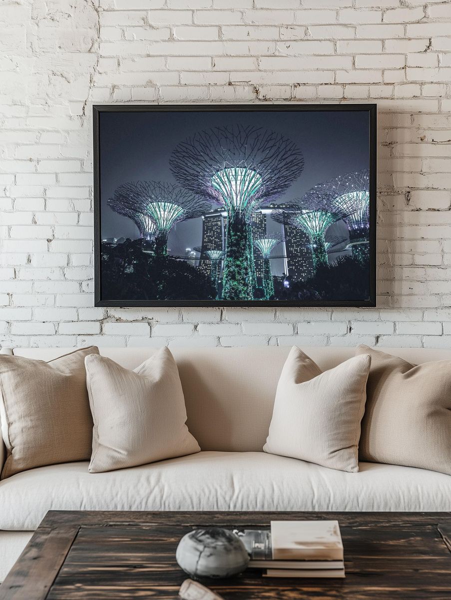 Gardens by the Bay — Night Photography Poster. — room view 1