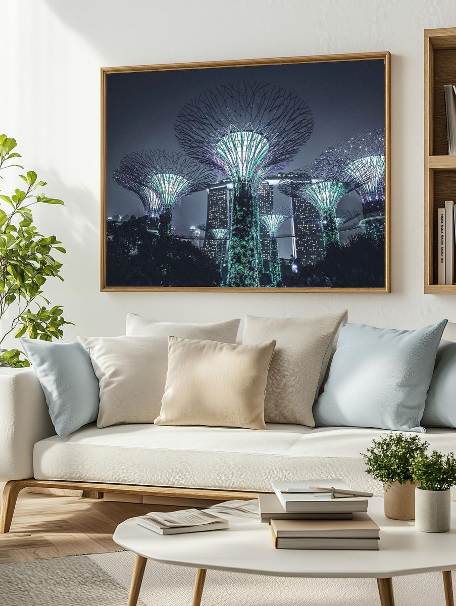 Gardens by the Bay — Night Photography Poster. — room view 2