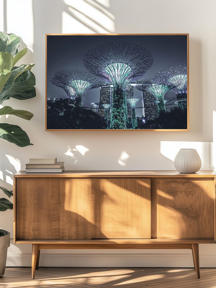 Gardens by the Bay — Night Photography Poster. — room view 3