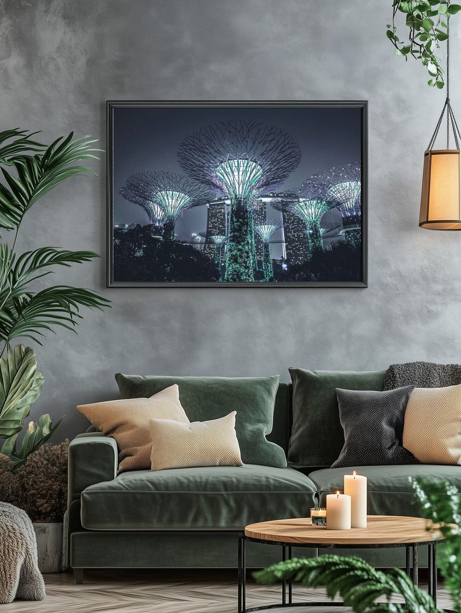 Gardens by the Bay — Night Photography Poster. — room view 4